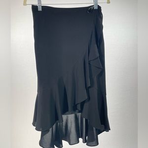 Calvin Klein black ruffle hi-lo hem skirt